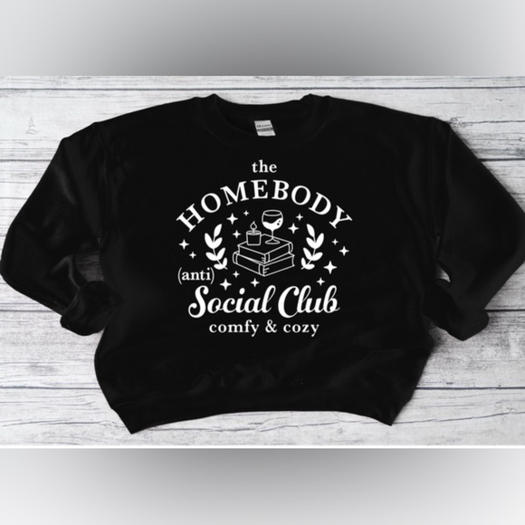 Homebody Social Club Crewneck- Black - Picture 1 of 5
